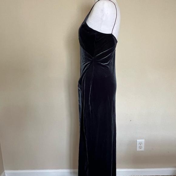 FREE PEOPLE Charcoal Gray Spliced Stretch Velvet Slip Maxi Dress - Picture 6 of 10